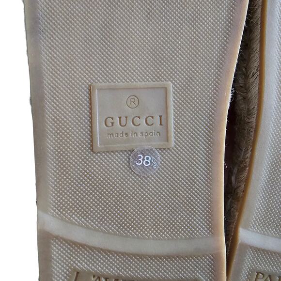 Gucci GG Espadrille Flat Slide Sandal Size 38.5 US 8.5 Brown Cut Out Square Toe - Picture 9 of 11